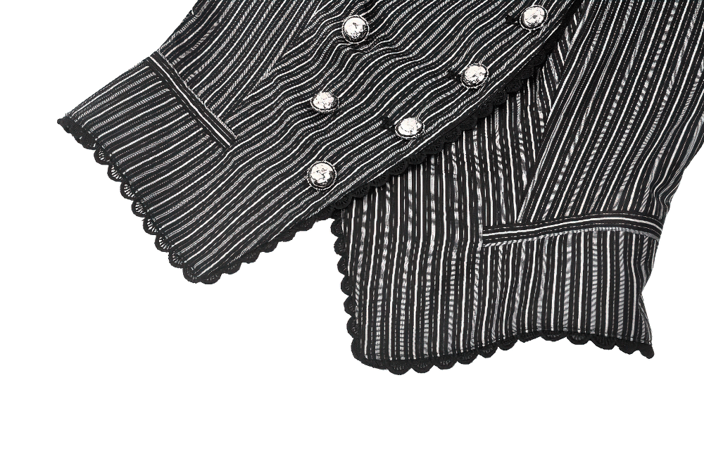 Goth Pinstripe Double-Breasted Vest with Straps