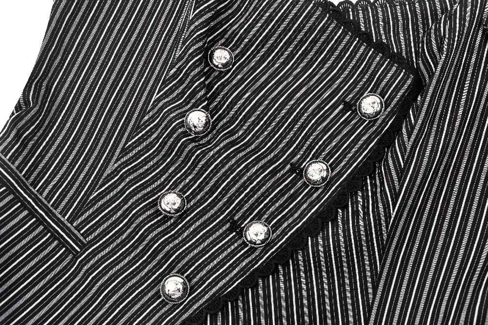 Goth Pinstripe Double-Breasted Vest with Straps