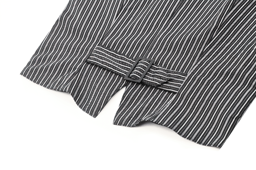 Goth Pinstripe Double-Breasted Vest with Straps