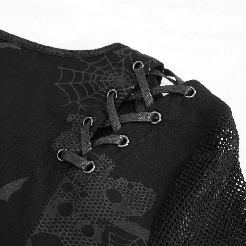 Goth Punk Drawstring Decoration V-neck Printed Asymmetrical Dress