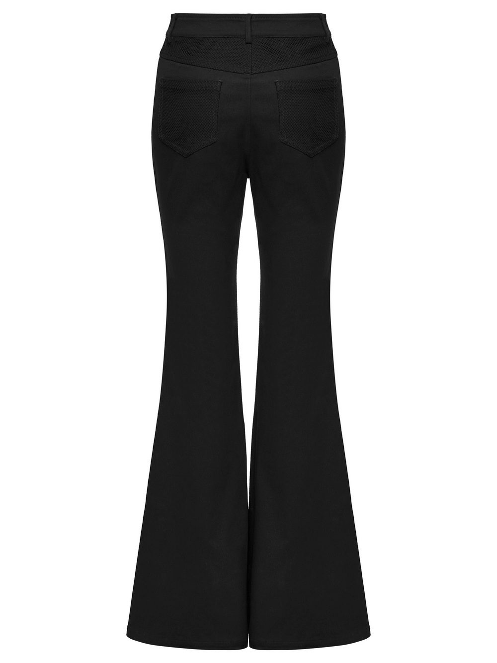 Goth Punk Mesh Flare Pants with Strap Buckle Detail