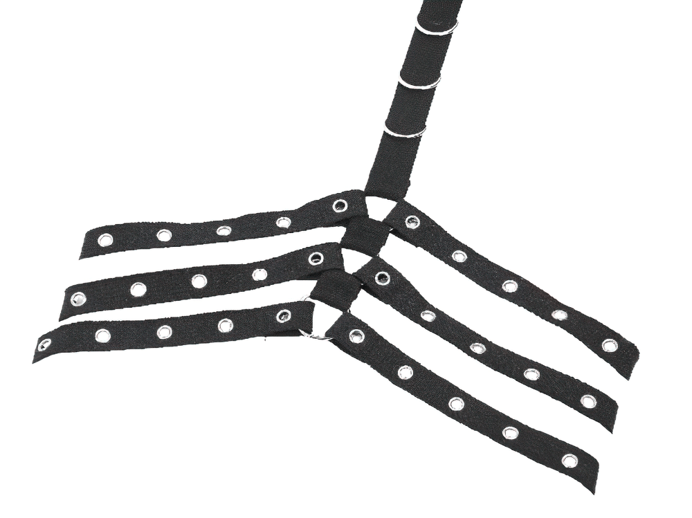 Goth Punk Strappy Chest Harness with Metal Eyelets
