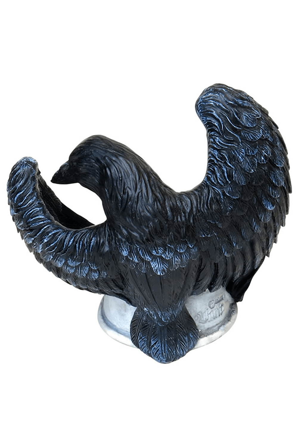 Goth Raven Tea Light Holder with Black Wings and Rose Base