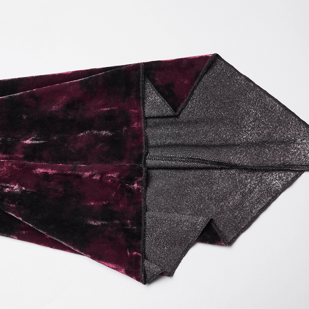 Goth Tie-Dye Velvet and Lace Long-Sleeved Top