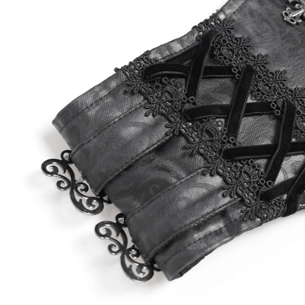 Goth Velvet and Lace Skirt with Ruffle and Rose Detailing