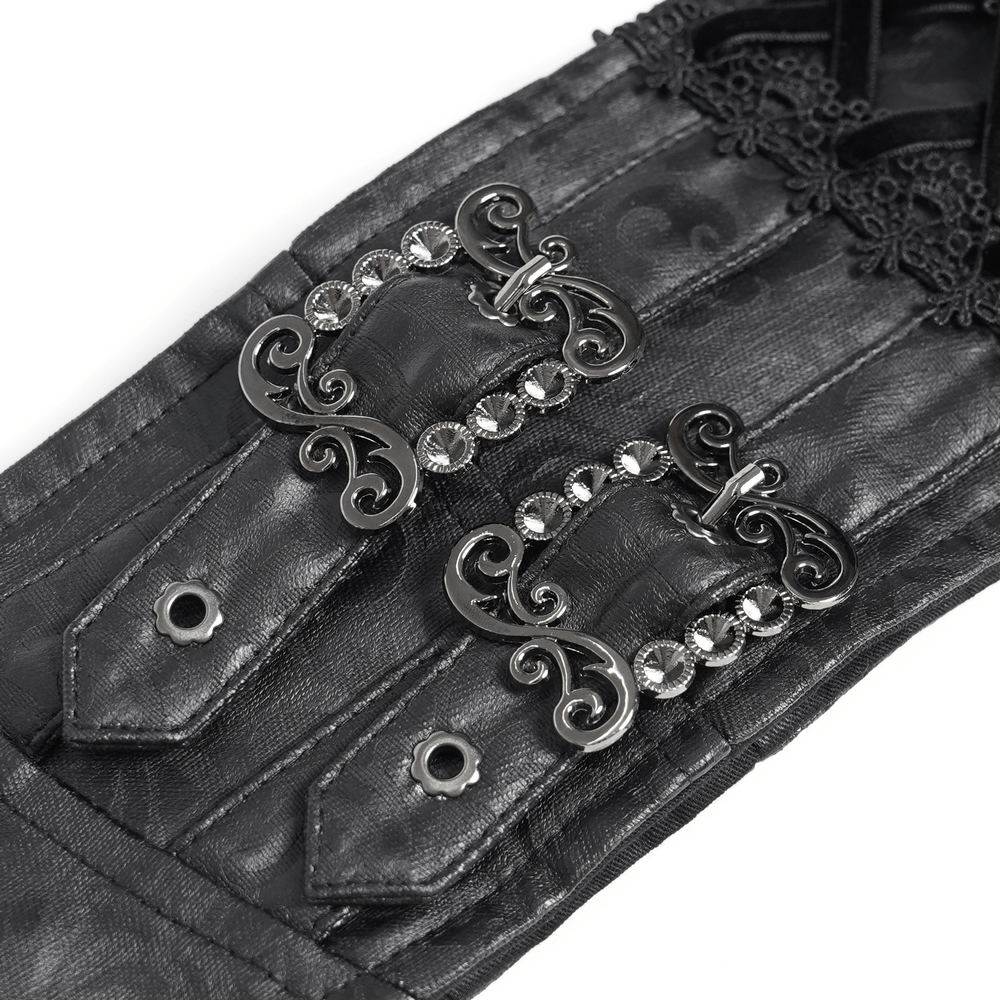 Goth Velvet and Lace Skirt with Ruffle and Rose Detailing