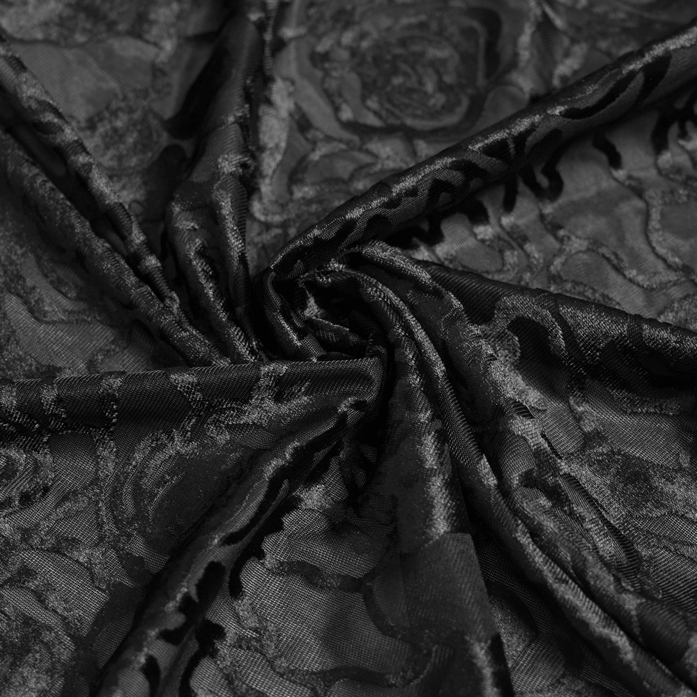 Goth Velvet and Lace Skirt with Ruffle and Rose Detailing