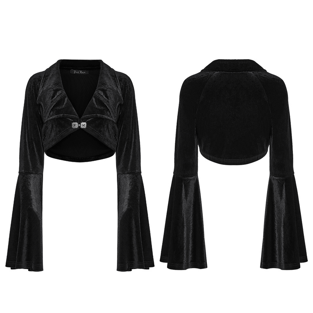 Goth Velvet Bolero with Bat Collar and Bell Sleeves