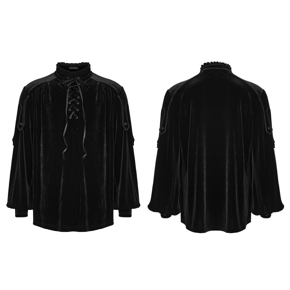 Goth Velvet Pullover Shirt with Victorian Ruffle Collar