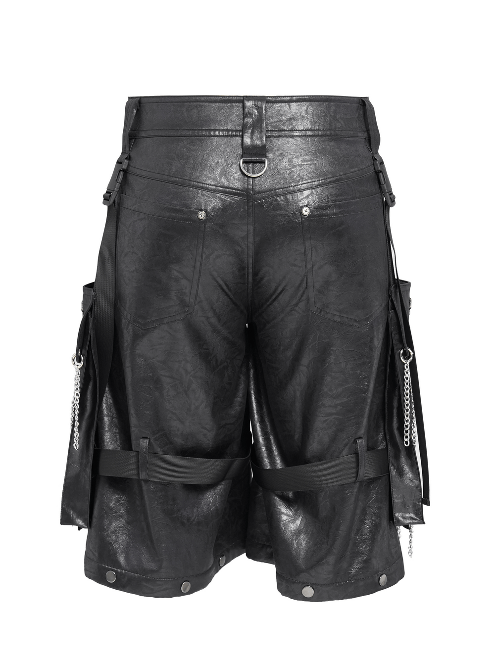 Goth Zip Pants with Detachable Chains and Wide Legs