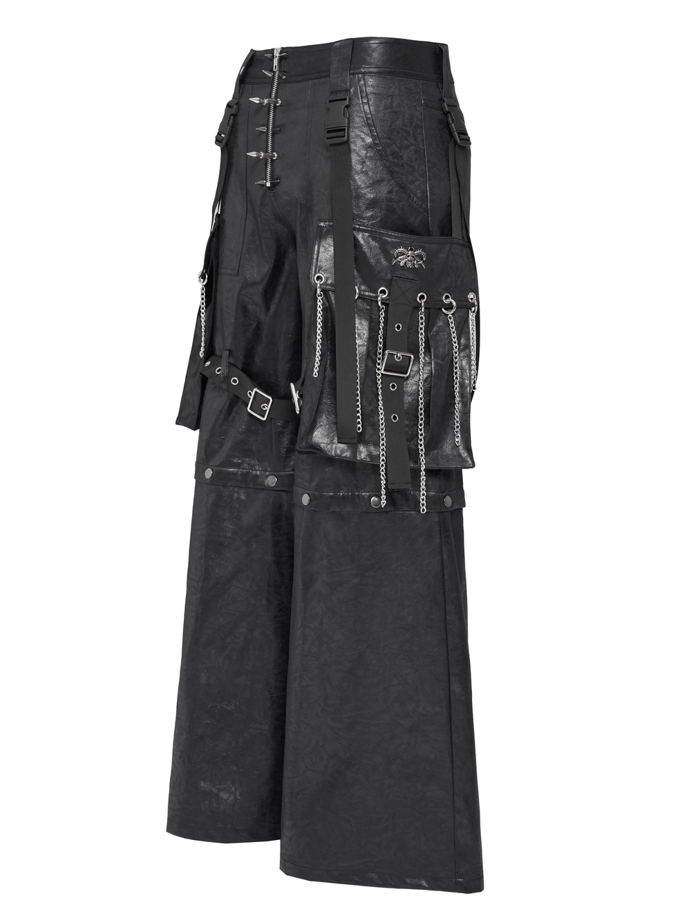 Goth Zip Pants with Detachable Chains and Wide Legs