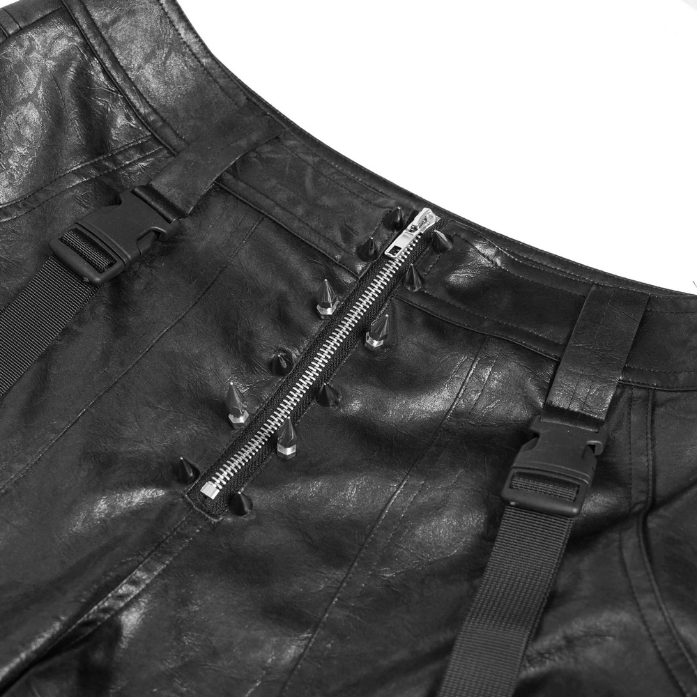 Goth Zip Pants with Detachable Chains and Wide Legs