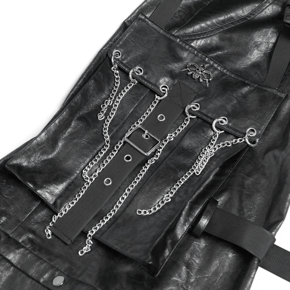 Goth Zip Pants with Detachable Chains and Wide Legs