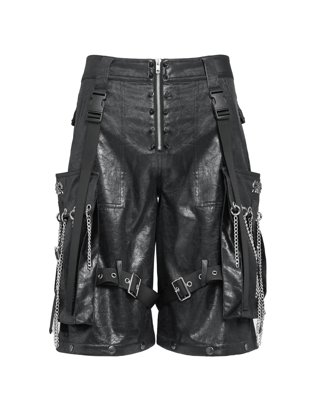 Goth Zip Pants with Detachable Chains and Wide Legs