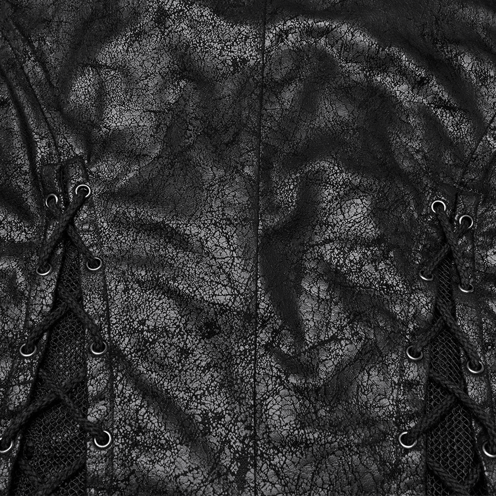 Gothic Alien Asymmetric Cape with Lace-Up Design and Mesh