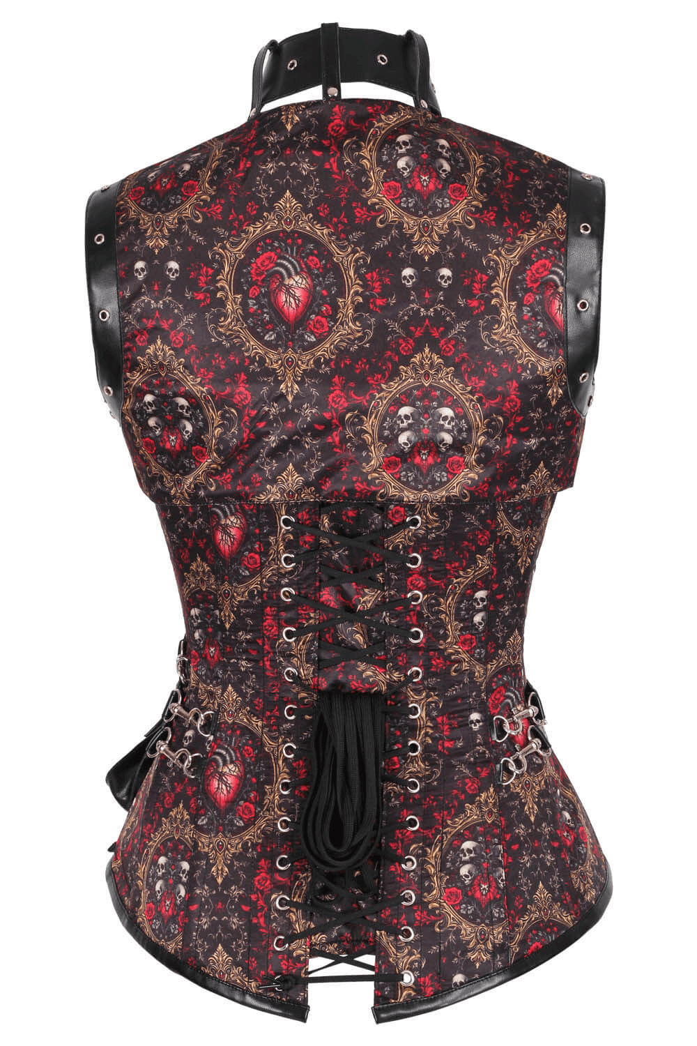 Gothic Baroque Skull and Heart Overbust Corset with Pocket