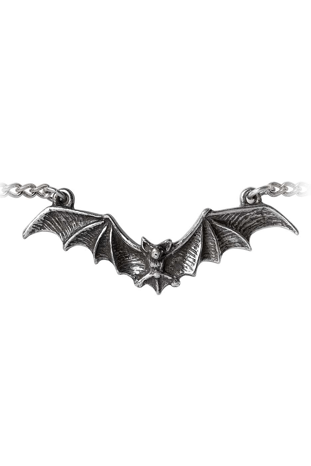 Gothic Bat Bracelet with Wings Spread in Pewter
