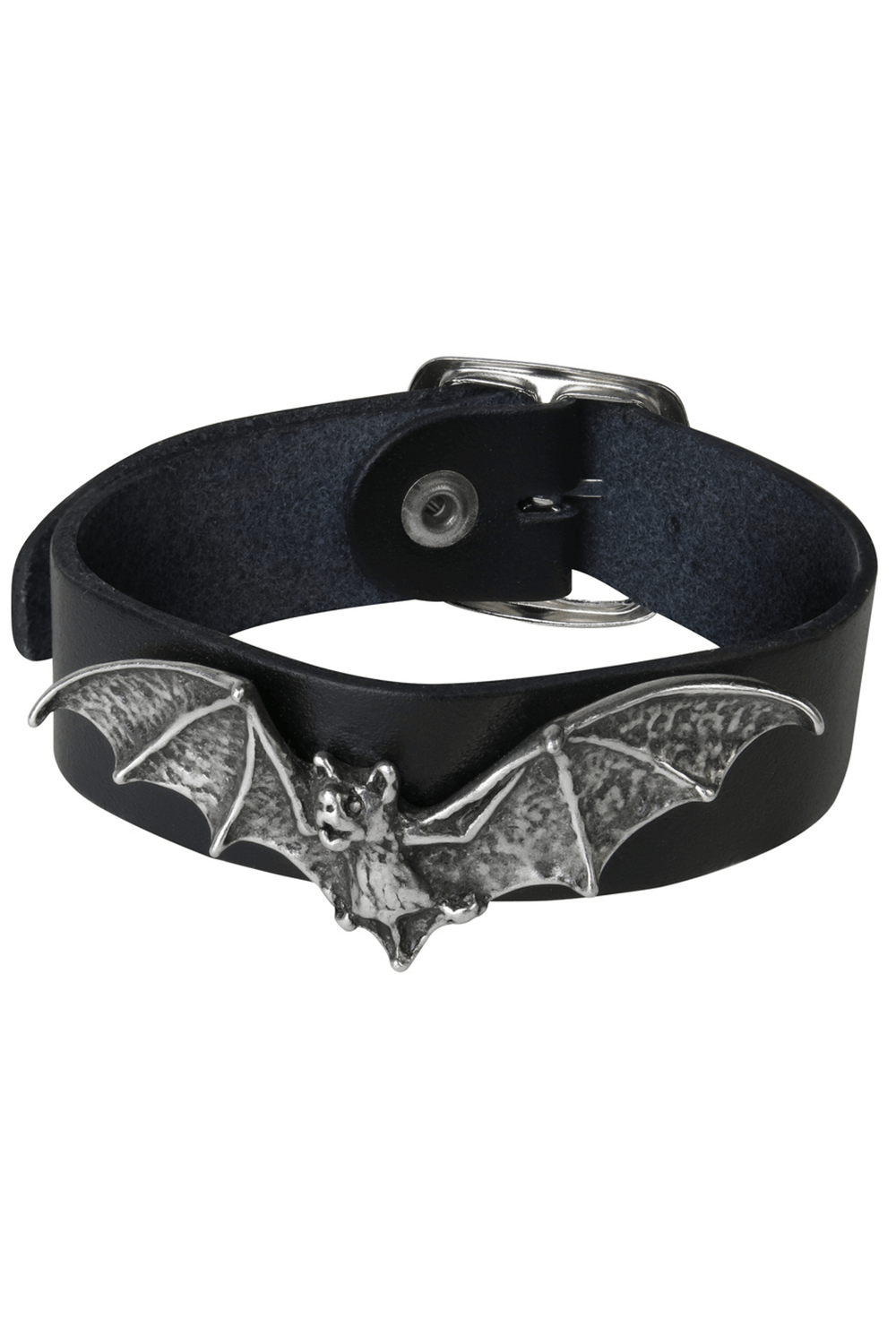 Gothic Bat Leather Wristband with Buckle Strap