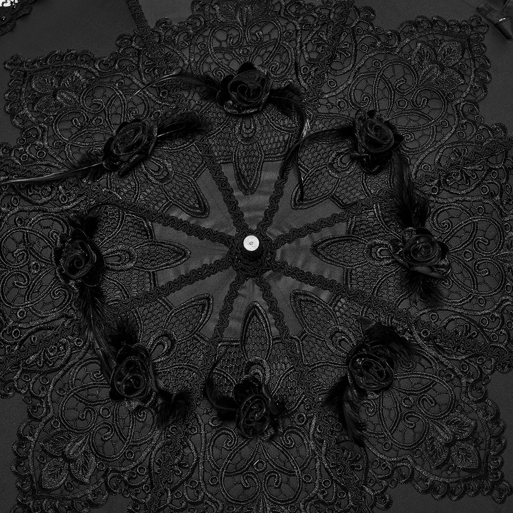 Gothic Bat Wing Parasol with Skull Tassel Details