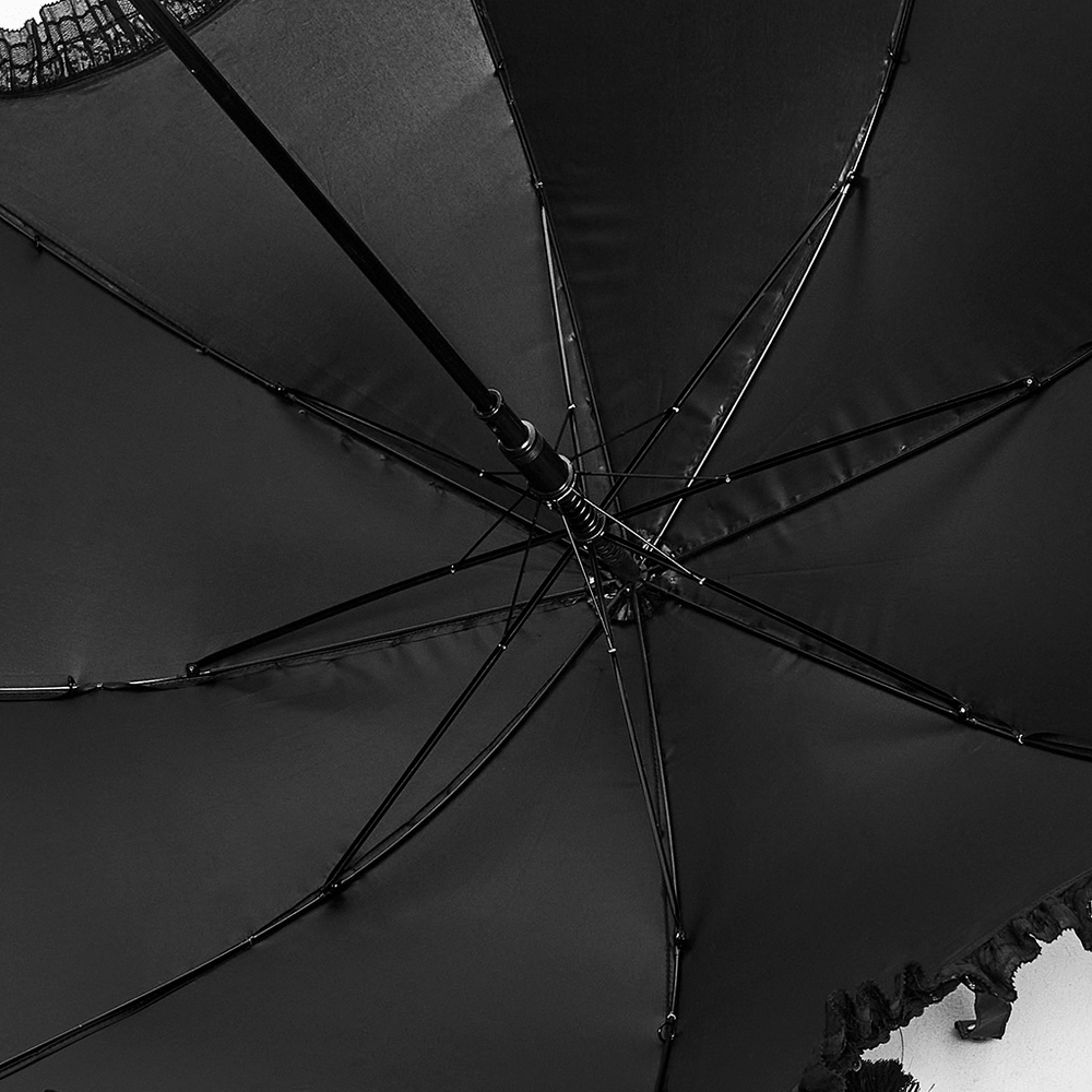 Gothic Bat Wing Parasol with Skull Tassel Details
