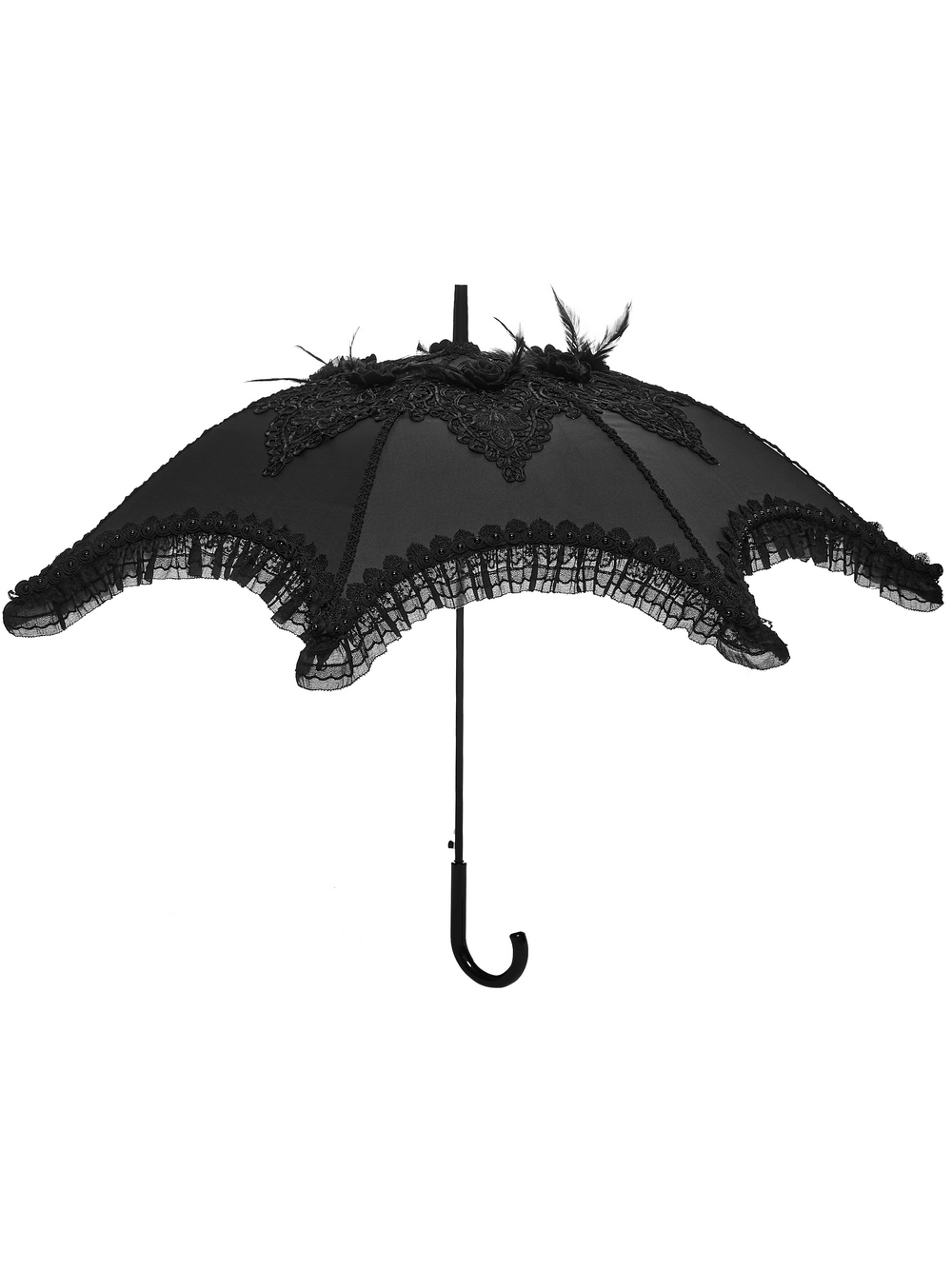 Gothic Bat Wing Parasol with Skull Tassel Details