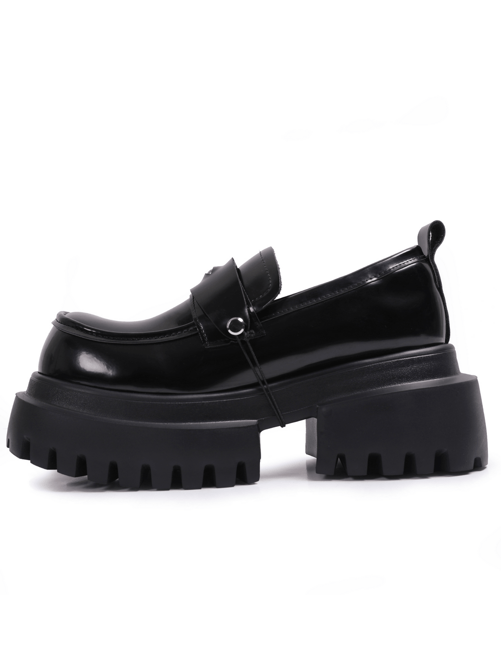 Gothic Black Chunky Platform Loafers with Eye Detail