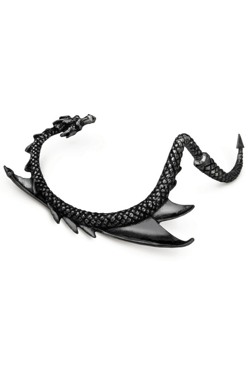 Gothic Black Dragon Ear Wrap with Tail and Wings