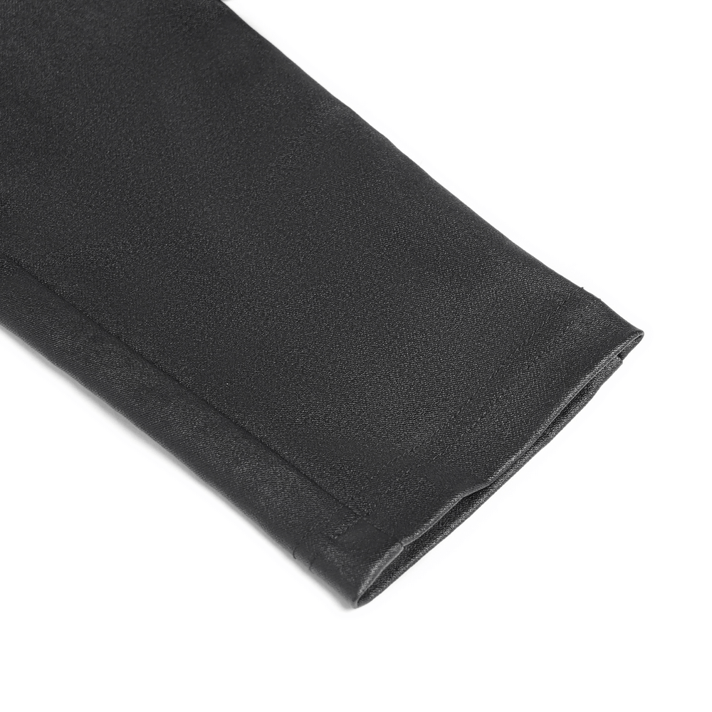 Gothic Black Faux Leather Pants with Lace Up Straps