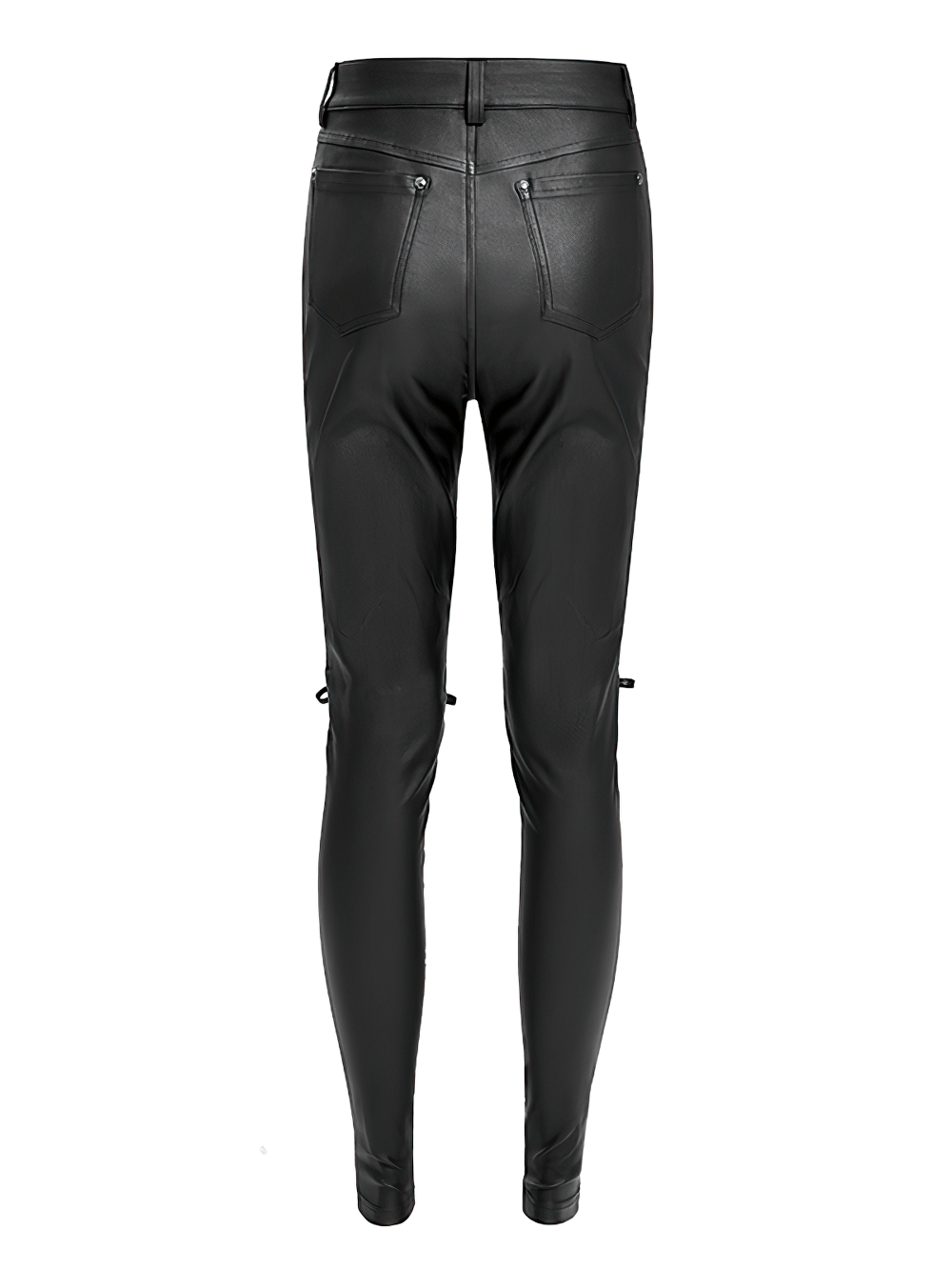 Gothic Black Faux Leather Pants with Lace Up Straps
