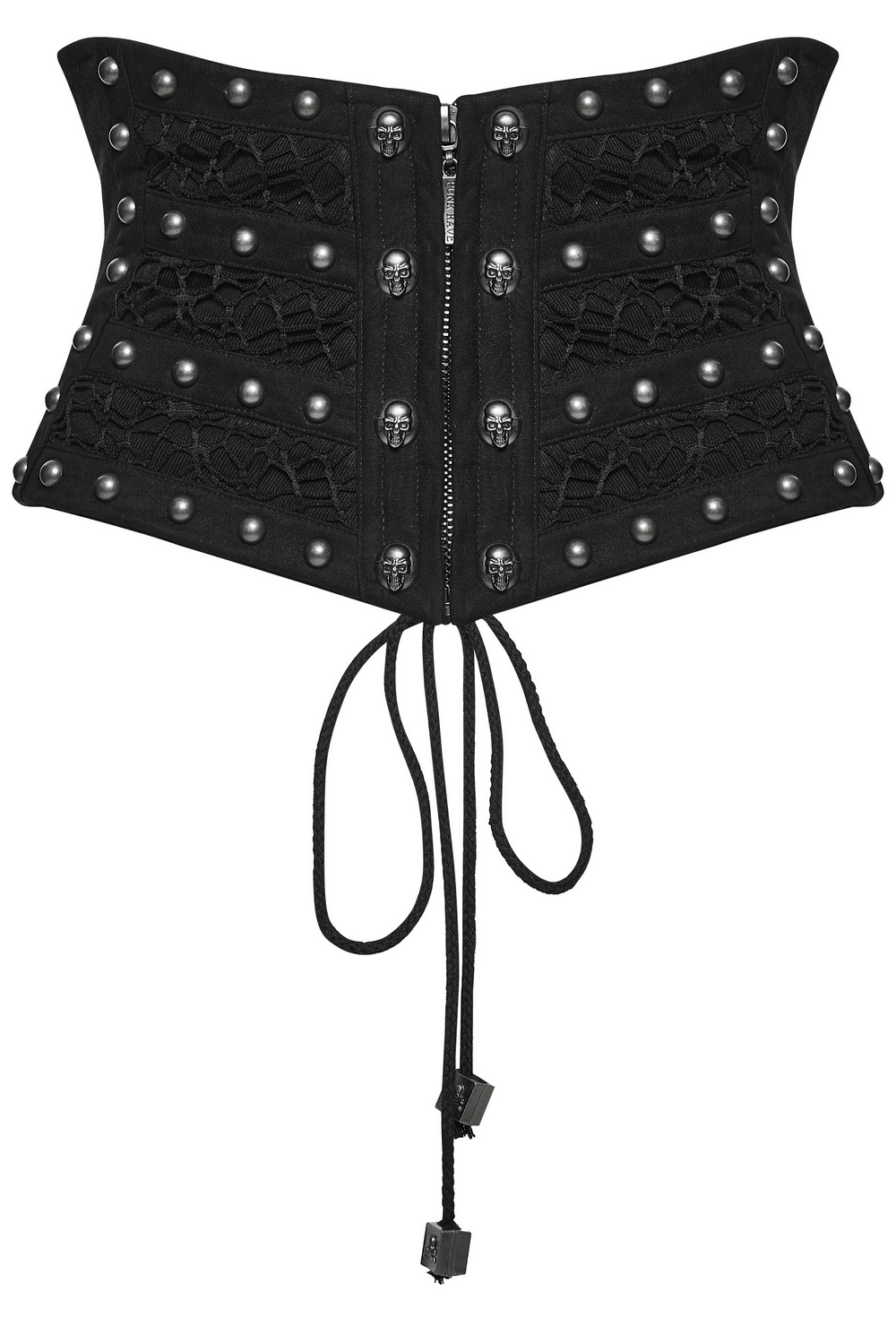 Gothic Black Lace and Rivet Waist Cincher Corset