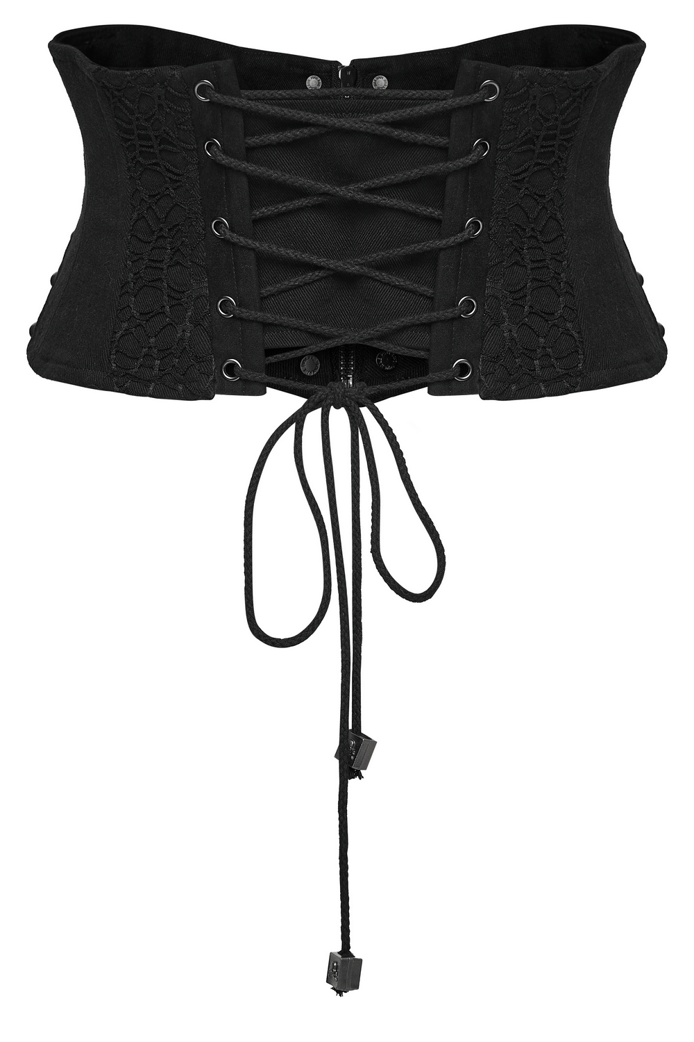 Gothic Black Lace and Rivet Waist Cincher Corset