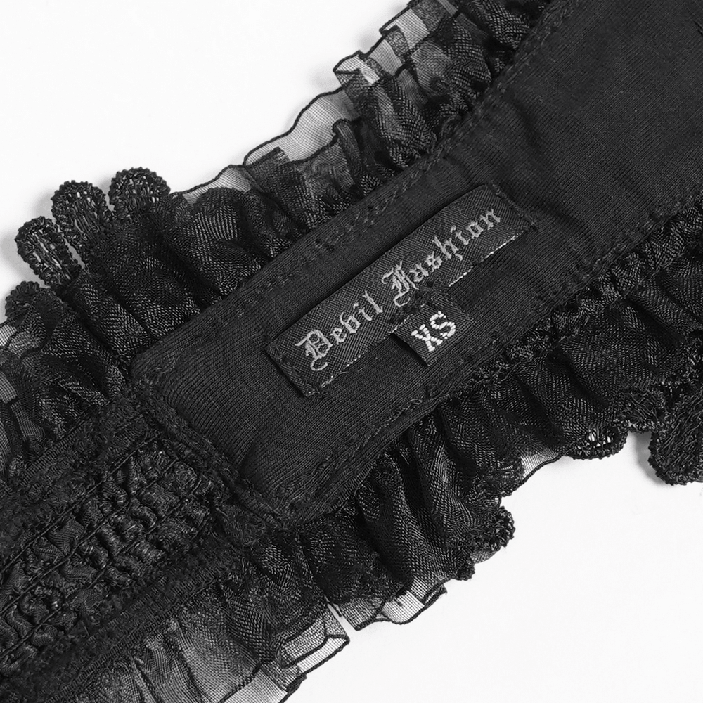 Gothic Black Lace Floral Choker with Silver Clasps