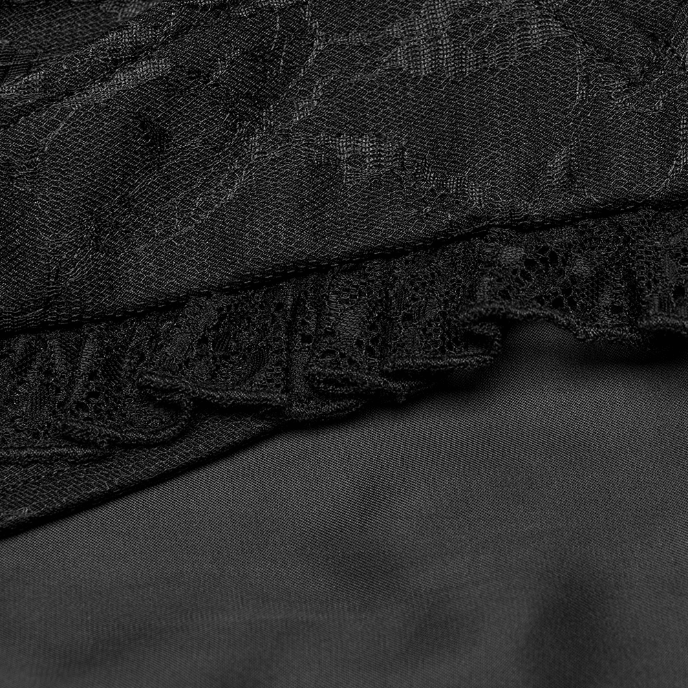 Gothic Black Lace Lapel Waistcoat with Engraved Buttons