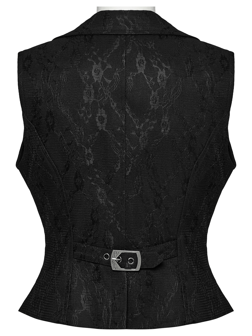 Gothic Black Lace Lapel Waistcoat with Engraved Buttons
