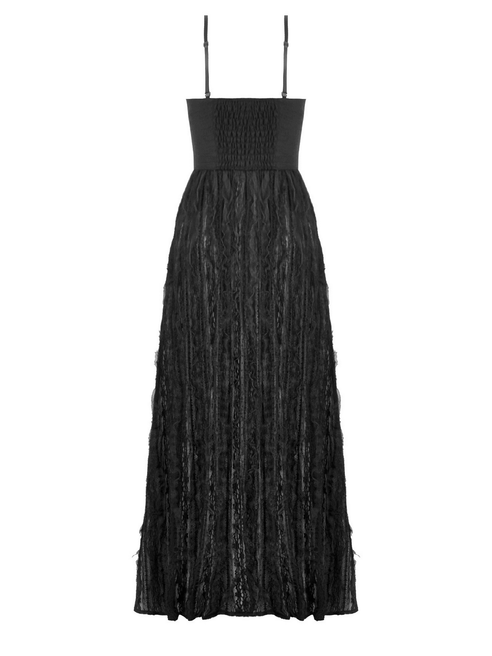 Gothic Black Lace Maxi Dress with Split Panels