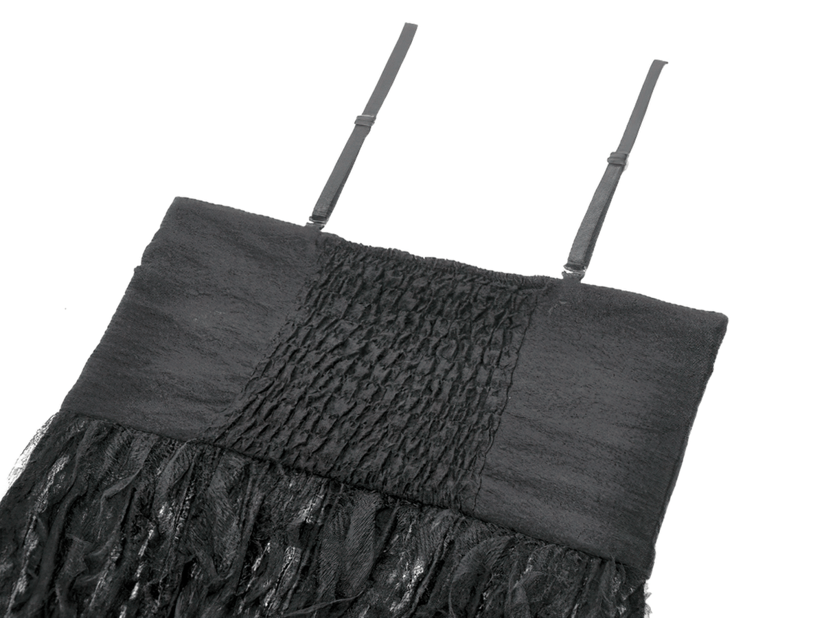 Gothic Black Lace Maxi Dress with Split Panels
