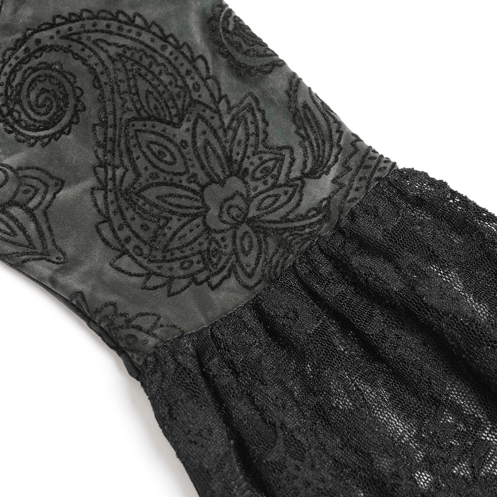 Gothic Black Lace Off Shoulder Top with Flared Sleeves