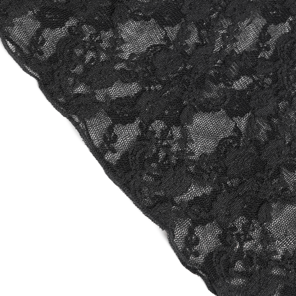 Gothic Black Lace Off Shoulder Top with Flared Sleeves