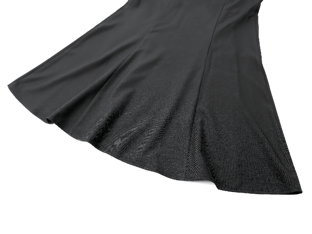 Gothic Black Lace Up Mermaid Maxi Skirt with Mesh