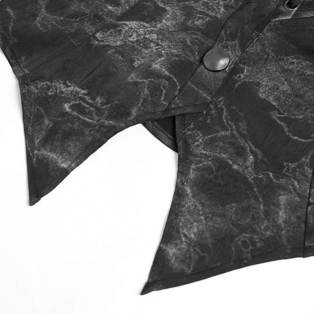 Gothic Black Lace-Up Shirt with Cut-Out Sleeves