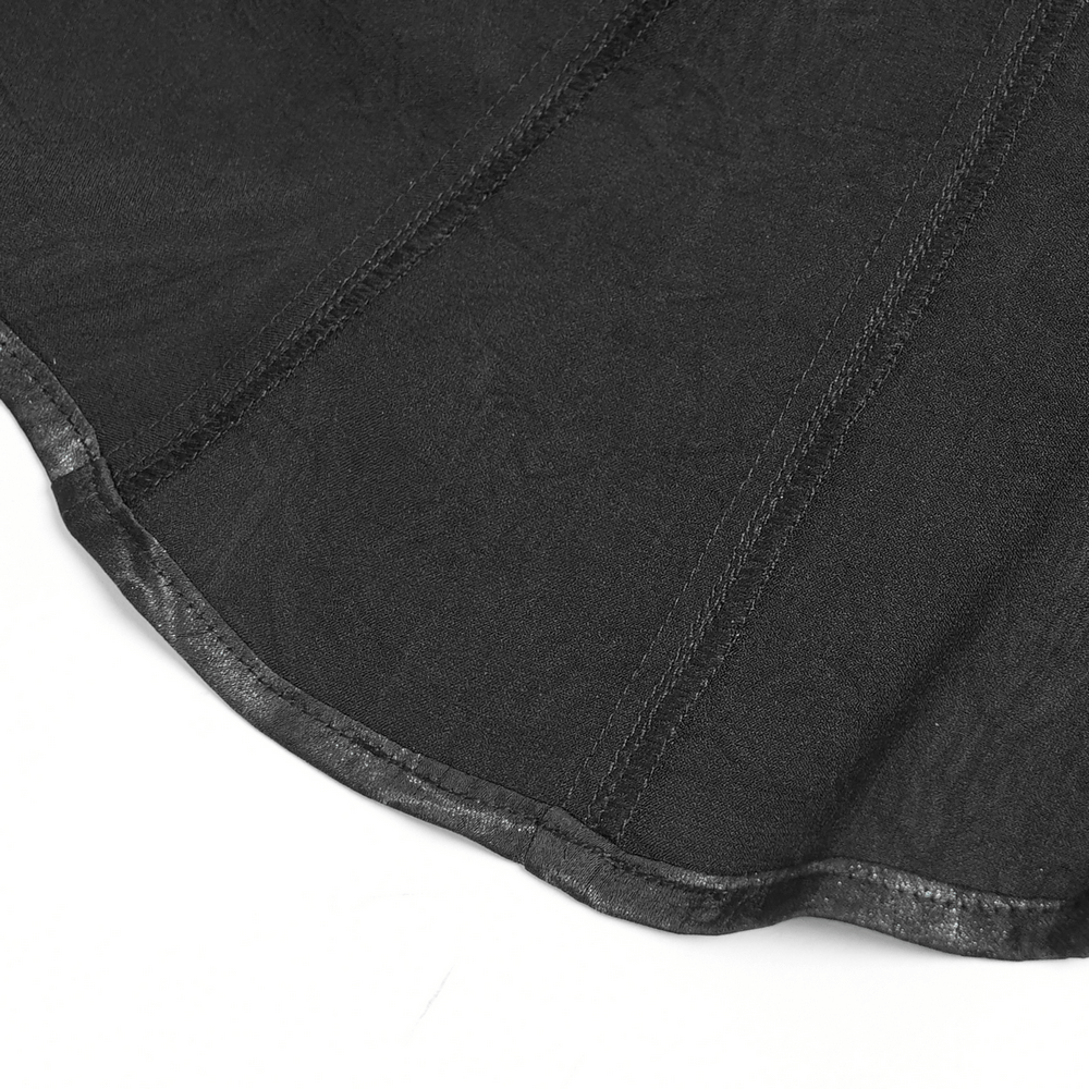 Gothic Black Lace-Up Shirt with Cut-Out Sleeves