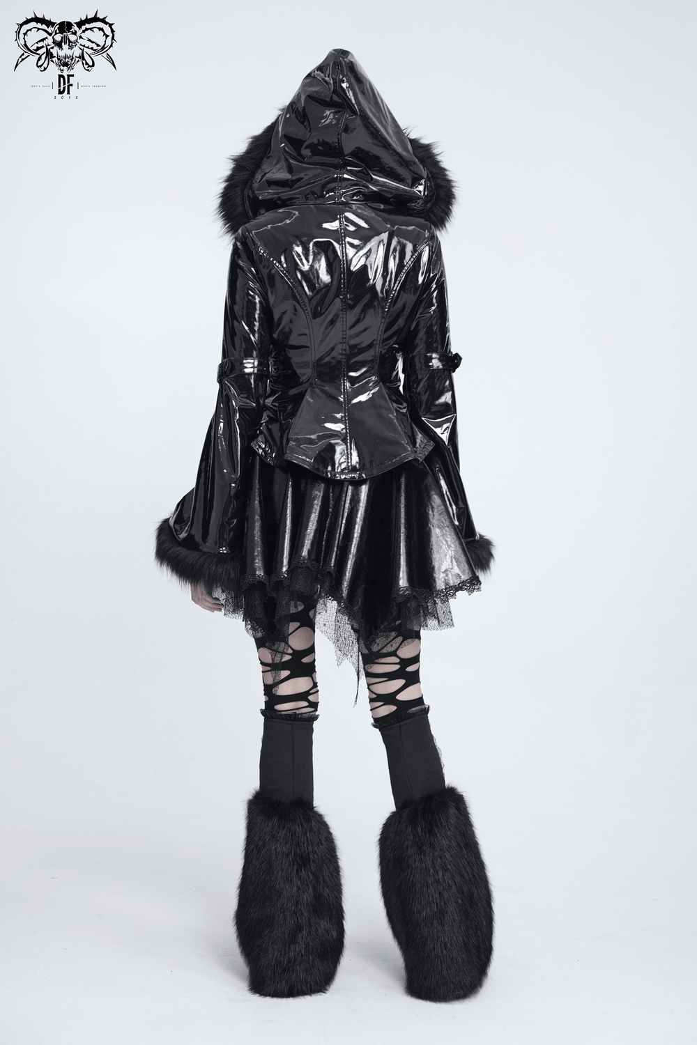 Gothic Black Leg Warmers with Chain Hardware Detail