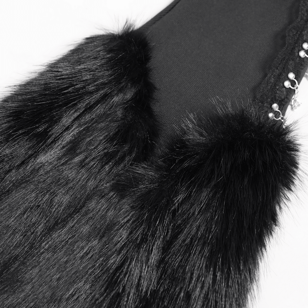 Gothic Black Leg Warmers with Chain Hardware Detail