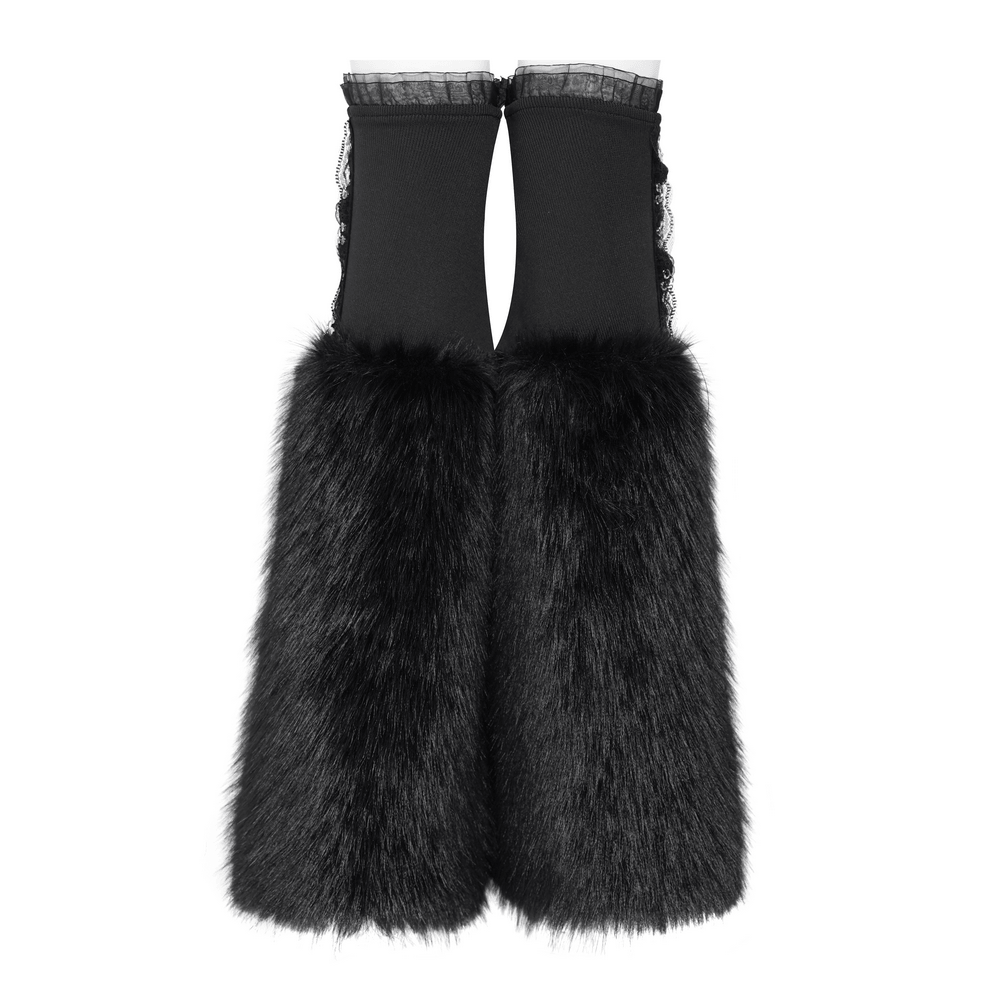 Gothic Black Leg Warmers with Chain Hardware Detail