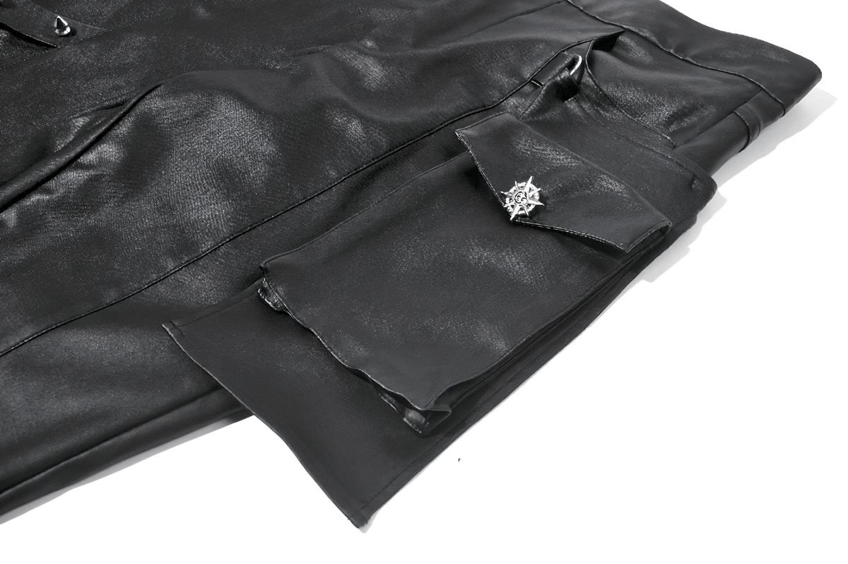 Gothic Black Pants with Buckle Detail and Side Pocket