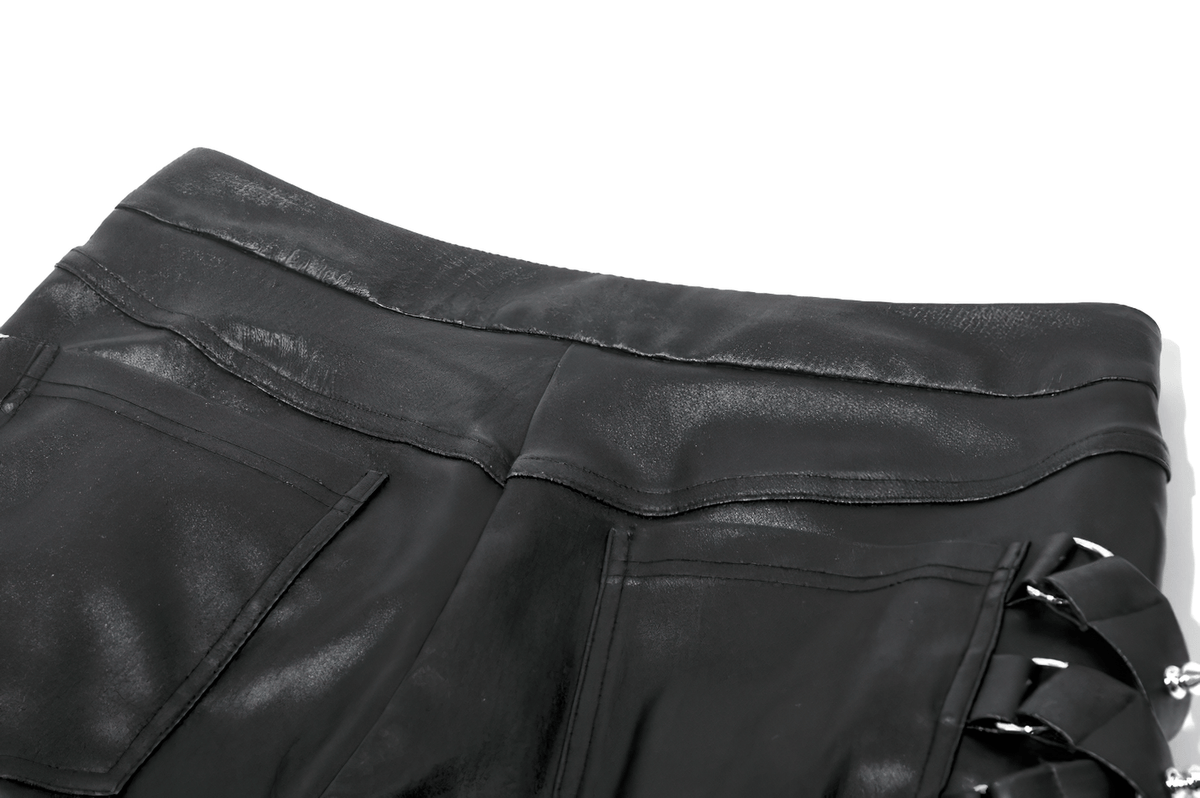 Gothic Black Pants with Buckle Detail and Side Pocket