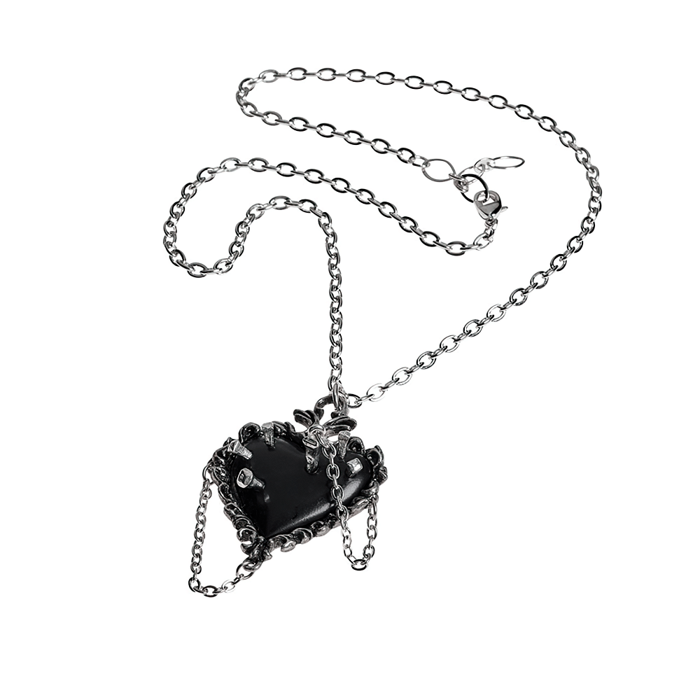 Gothic Black Pewter Voodoo Witches Heart Pendant