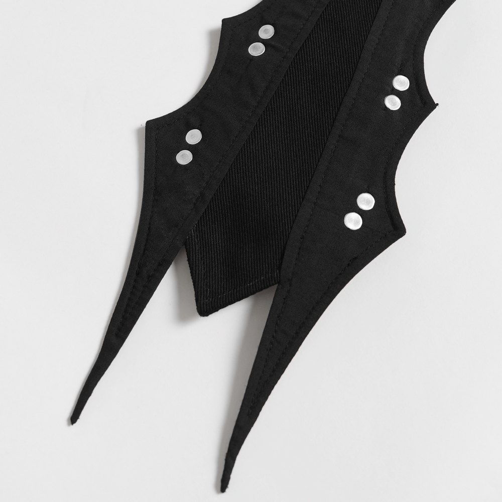 Gothic Black PU Choker with Chains and Buckle Accents