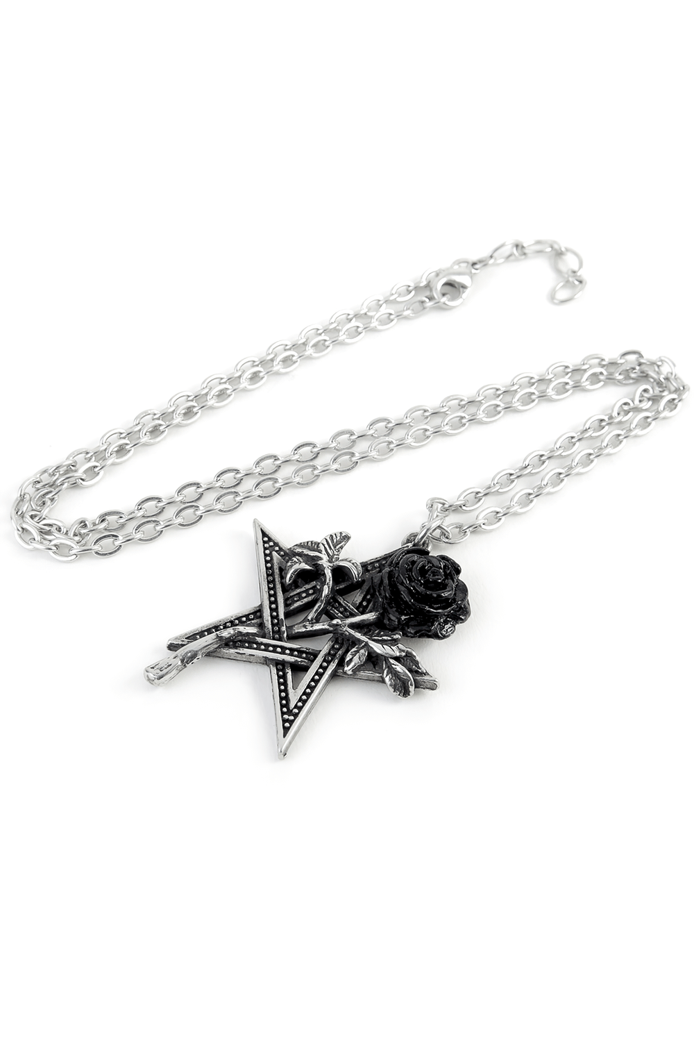 Gothic Black Rose and Pentagram Gothic Pendant