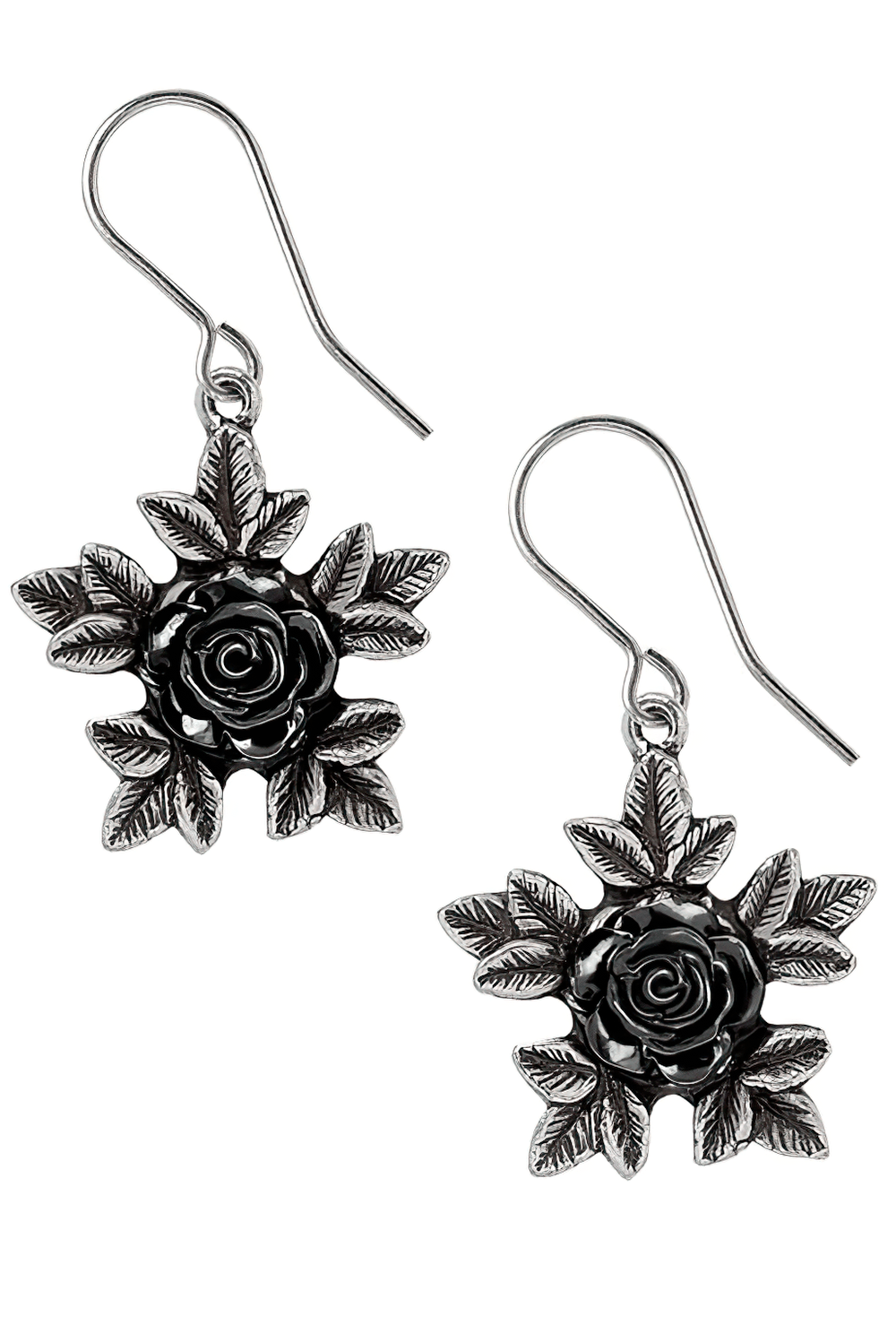 Gothic Black Rose Earrings With Witchy Floral Style